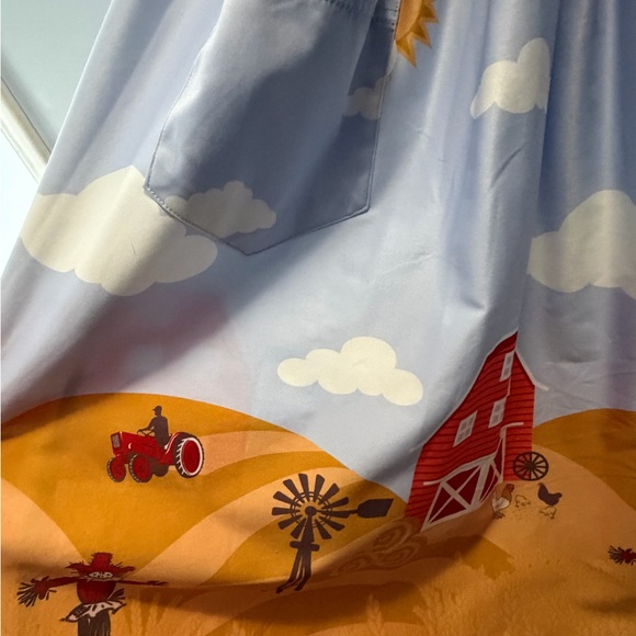 Lindy Bop Sky Blue and Mustard Midi Dress - Picture 3 of 4